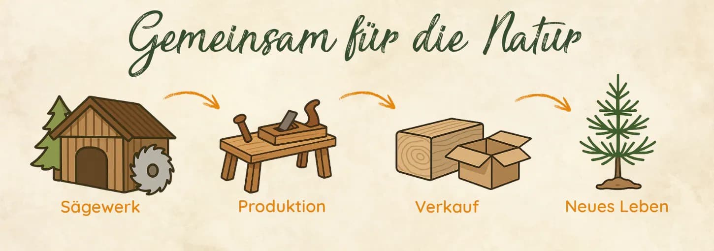 Gemeinsam für die Natur: Sägewerk, Produktion, Verkauf, Neues Leben